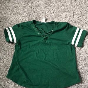 Forever 21 Green Lace Up Tee